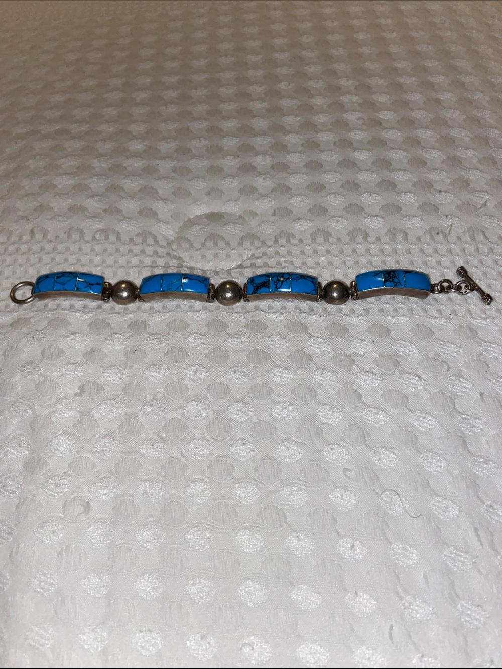 Sterling Silver Turquoise Ball Bar Toggle Bracelet
